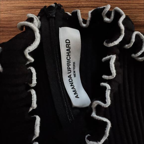 Amanda Uprichard Black Ruffle Ribbed Averill Dress in Black - Picture 7 of 8